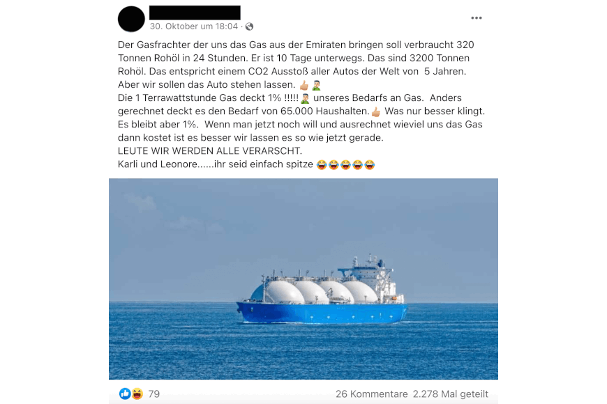 Ein gefälschtes Bild mit Text auf Facebook.