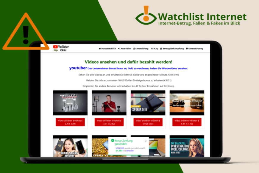 Screenshot von der Webseite Watchlist Internet.