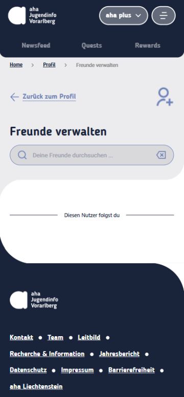 Screenshot der Seite zur Verwaltung der Freund*innen