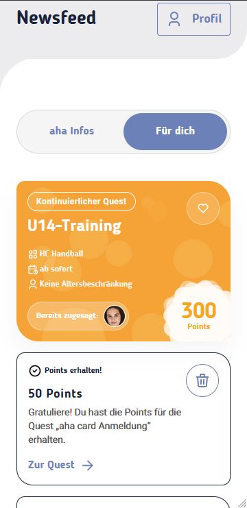 Screenshot von der "F&uuml;r dich" Seite.